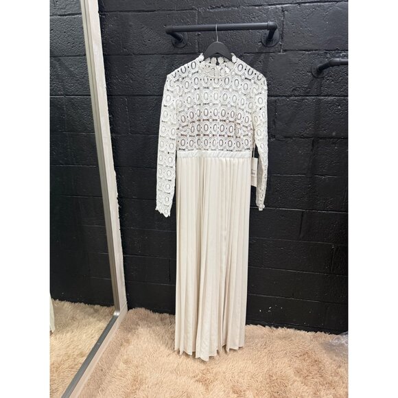 Self-Portrait Mock Neck White Long Dress Size 10 - Picture 5 of 10